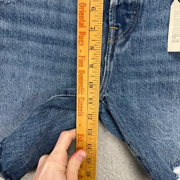 Levis Premium 501 Womens Jean 90s Shorts 30 Blue Distressed  Loose Fit Denim NEW - Picture 9 of 10